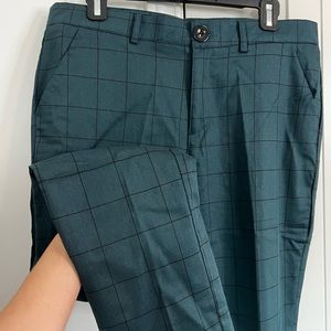 Plaid Dress Pants / Slacks / Golf Pants / Vacation Pants | Men 34”W | Dark Green